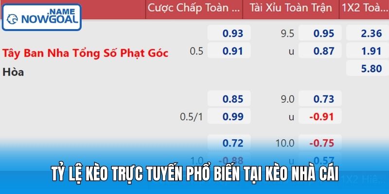 Tỷ lệ kèo trực tuyến phổ biến tại kèo nhà cái